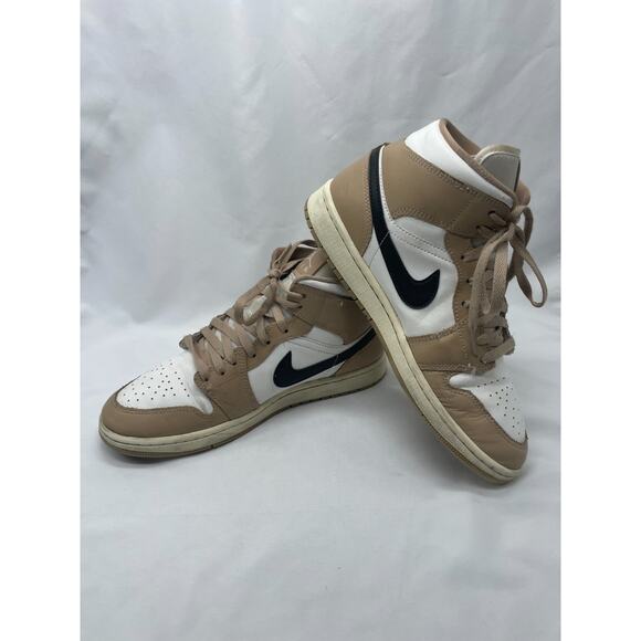 Women's Nike Jordan 1 Mid Sneakers in Sail/Black-Desert Size 10 BQ6472 103 - Picture 7 of 13